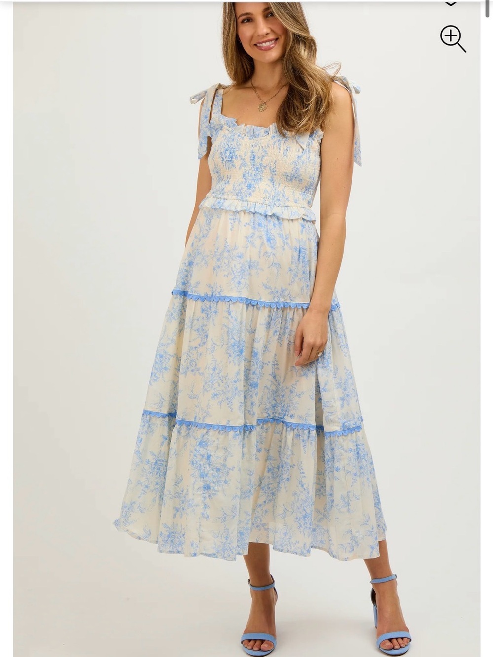 &Merci Maternity Blue Floral Tiered Maxi Dress